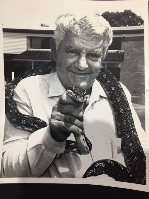 Familiar pose: Bill McLaren was renowned for his work in relocated native animals, particularly snakes. 