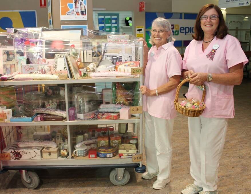 Get ready to raffle: Port Macquarie Pink Ladies Lorraine Beukers and Sonia Currie.