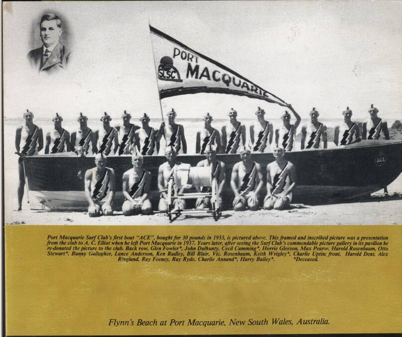 Bit of history: A series of Port Macquarie Surf Club surf boats were named ACE, in honour of AC Elliot. Photo: supplied