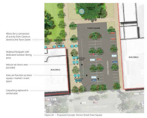 The proposed works for the Horton Street town square.