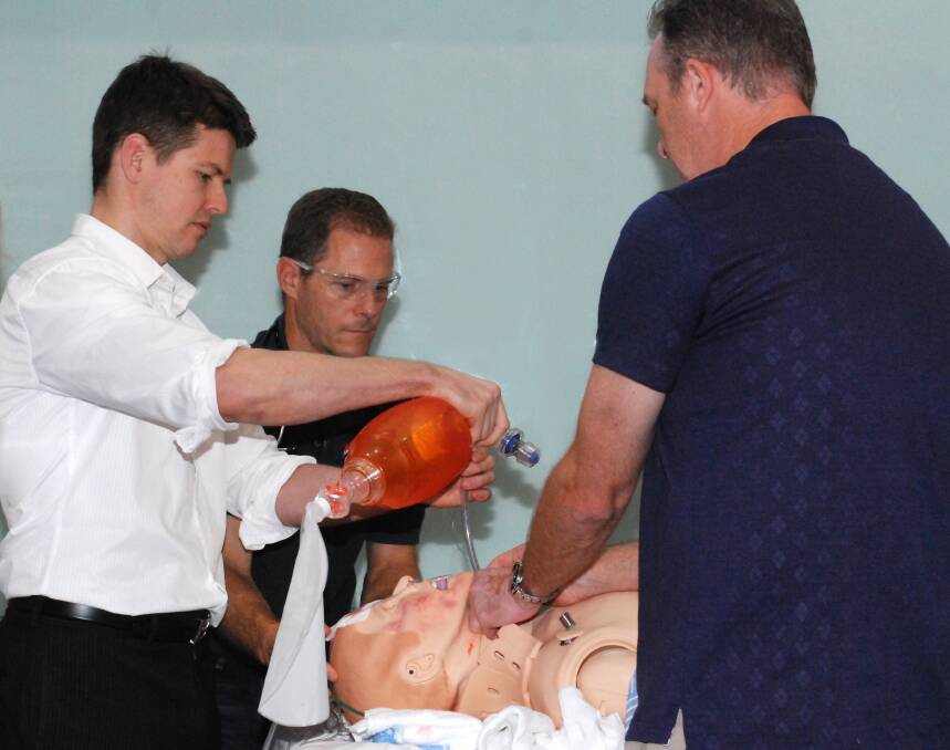 Emergency training: Dr Michael Kulisiewicz, Dr Digby Hone and Dr Patrick Carey at the Port Macquarie Masterclass.