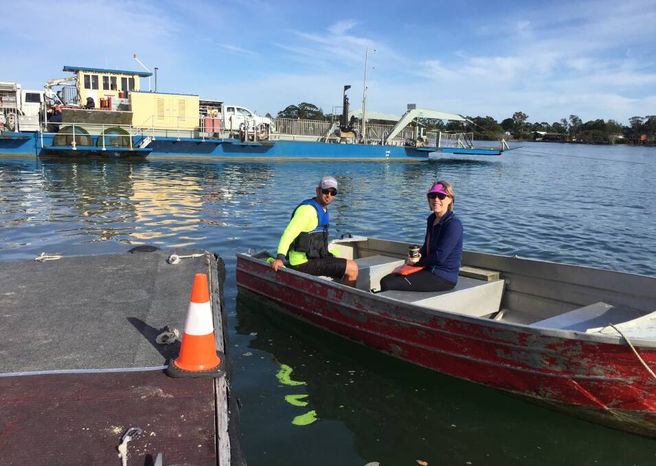 Ferry down: Ferry operator Mick Parkins had a new mode of transport on Thursday morning after the Settlement Point Ferry broke down. North shore resident Helen Adams was getting a lift.