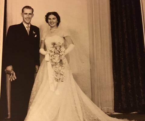 Wedding day: Peter and Amy Longworth on their wedding day in 1952.
