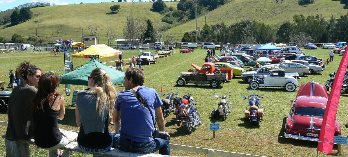 Big program: A previous year at the Comboyne Showground with the mower racers and a big lineup of car club and classic motorcycles on display. An action-packed program gets underway from 9am.