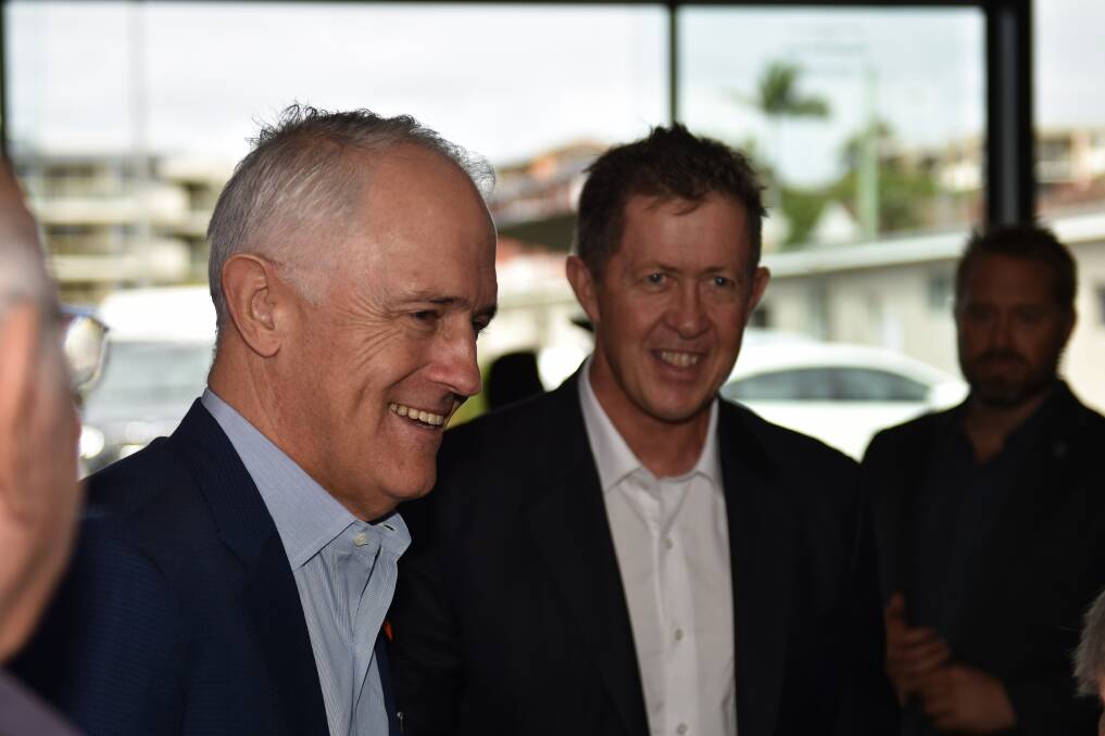 Prime Minister Malcolm Turnbull and Cowper MP Luke Hartsuyker. Photo: Ben Burley