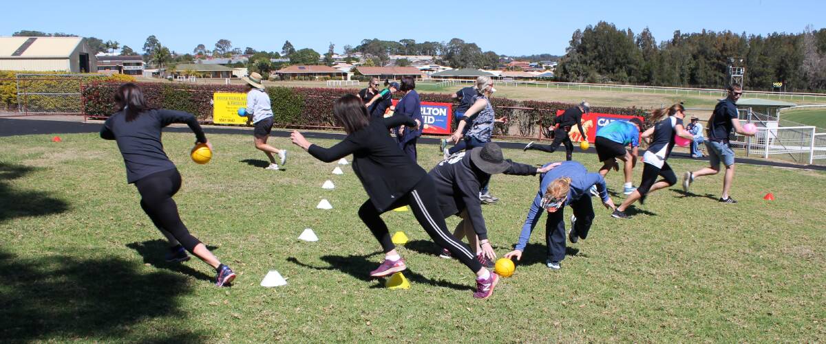 Too much fun: Teachers from across the Mid-North Coast learning how to incorporate learning and fitness.