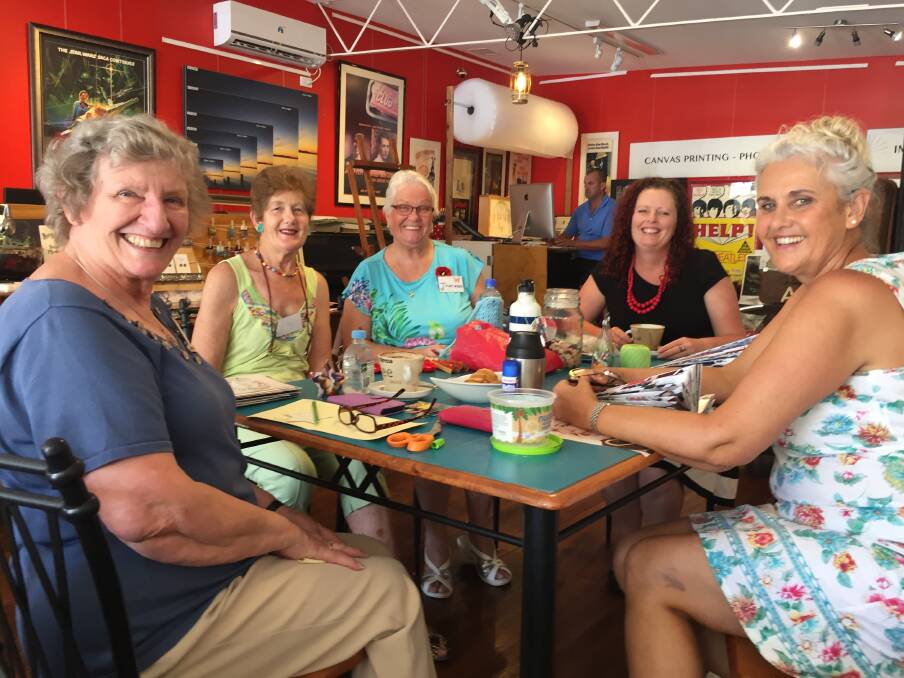 Rekindling skills: Margaret, Fay, Thersia, Cherie and Deb are rejuvenating some lost craft skills as part of the nannas and nonnas workshop at Sunset Gallery.