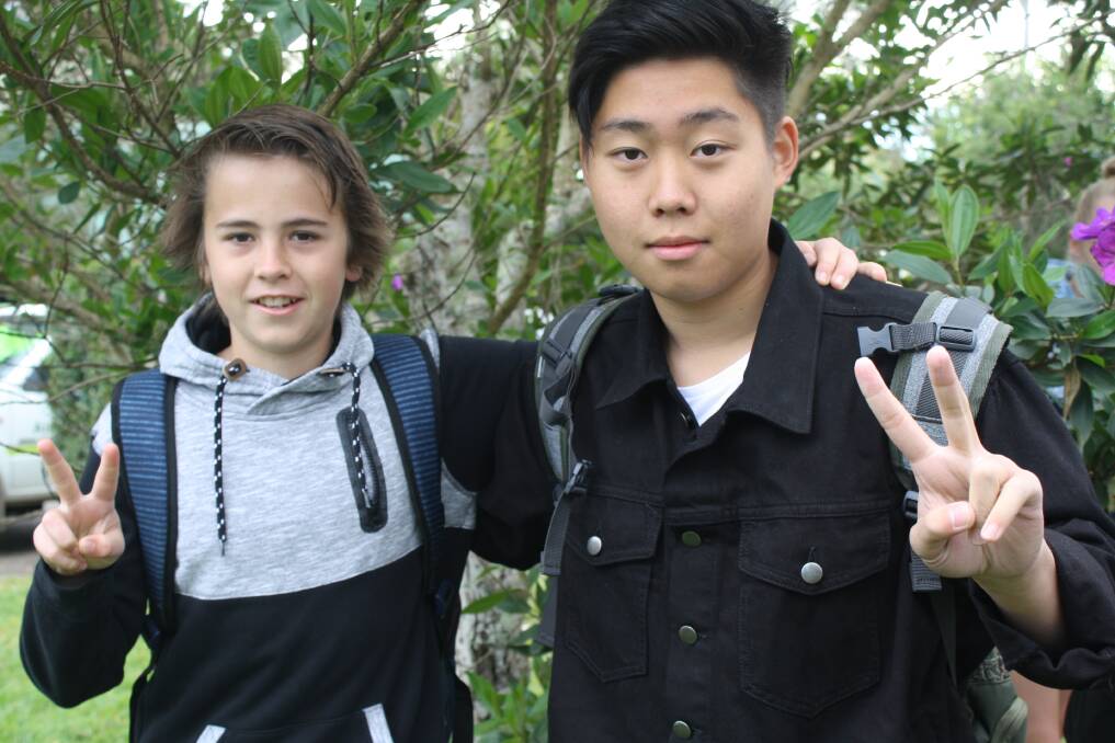 Hanging out: Hastings Secondary College's Cameron Elliot with Japanese exchange student Renji Takizawa.