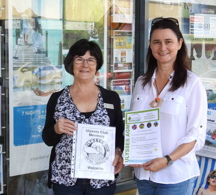 WELCOME TO WAUCHOPE: Lesley Johns from Ulysses and Jenny Pursehouse from the Chamber of Commerce want businesses to give bikers and their friends a big Wauchope welcome when they come to the AGM event next month.