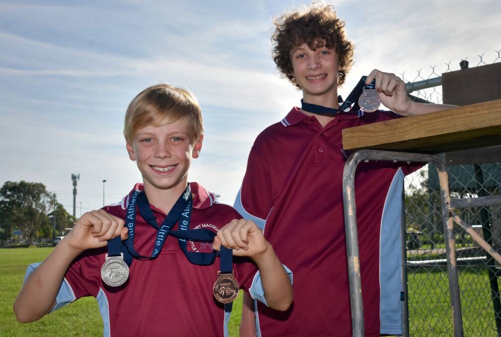 Successful: Cooper West and Samuel Edmonds with their medals at Stuart Park after the NSW state titles. Photo: Ivan Sajko