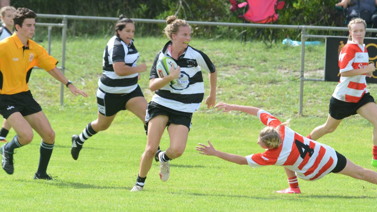 Off and running: Emma Gillogly evades the defence during last weekend's NSW Country Rugby  Women's Championships. Photo: Scott Calvin
