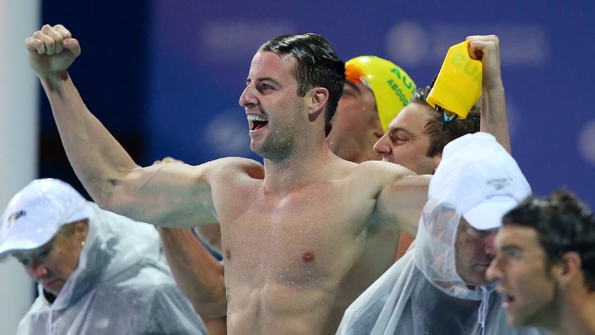 All smiles: James Magnussen claimed victory in the 100-metre freestyle at the Mare Nostrum series event in Monaco. Photo: Getty Images