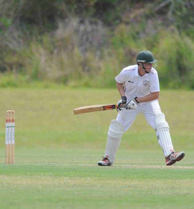 Not out: Michael Pelley will resume at the crease when Macquarie Hotel enter day two of their clash with Port City Leagues Magpies.