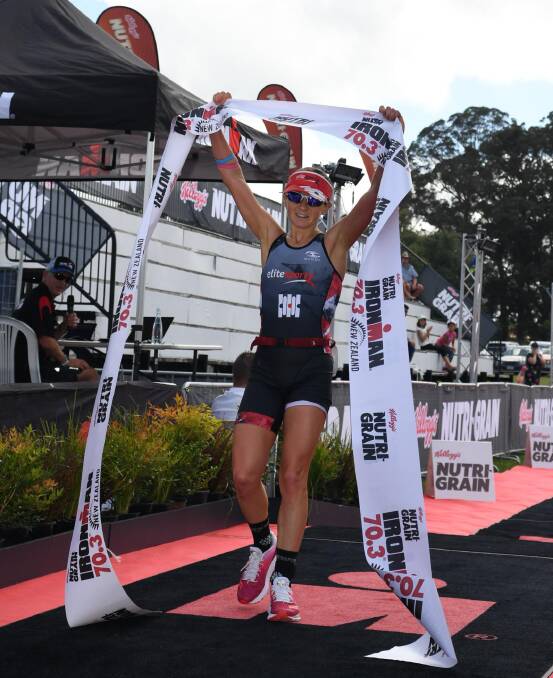Madi Roberts after her win in Ironman 70.3 New Zealand. Photo: FinisherPix