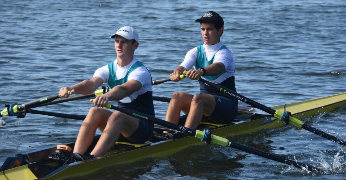 Test against the best: Blake McMillan and Matthew Catania will fly the flag for Port Macquarie at next week's national rowing titles.