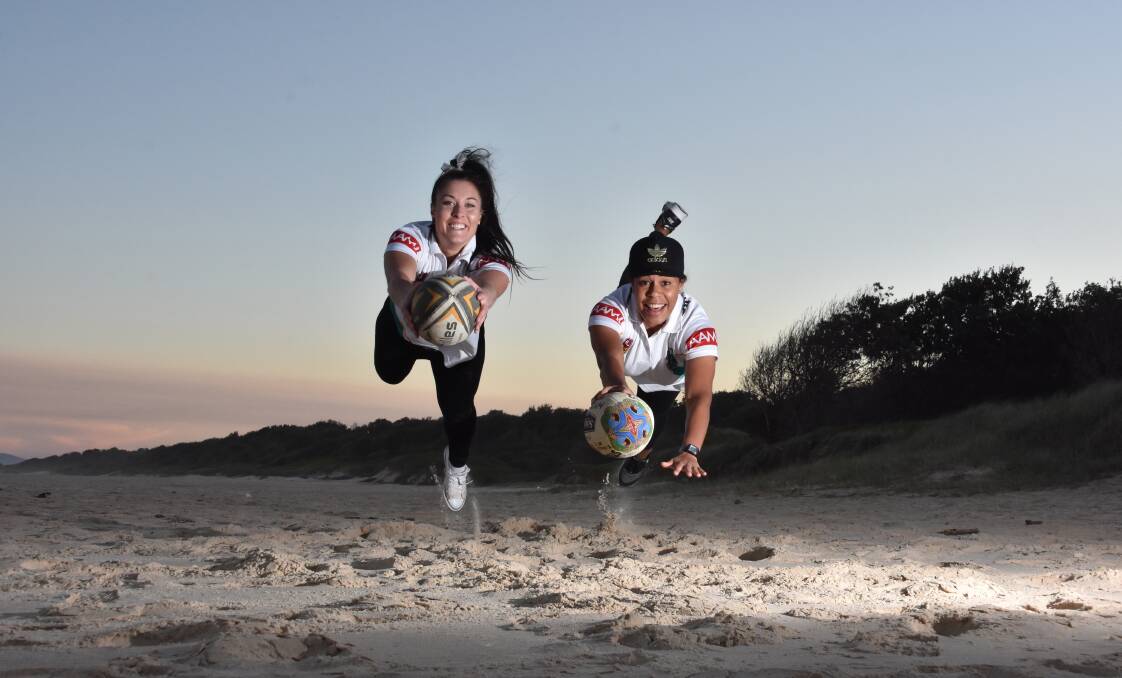 Ready to go: Port Macquarie's Jazzy Wilbow and Simone Smith will fly the flag for the locals in Saturday's league tag final. Photo: Ivan Sajko