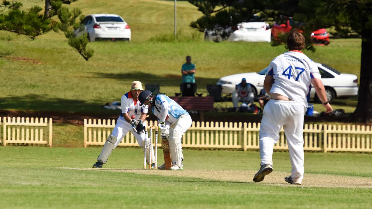 Bailey Smith takes a wicket during a clash with Port City.