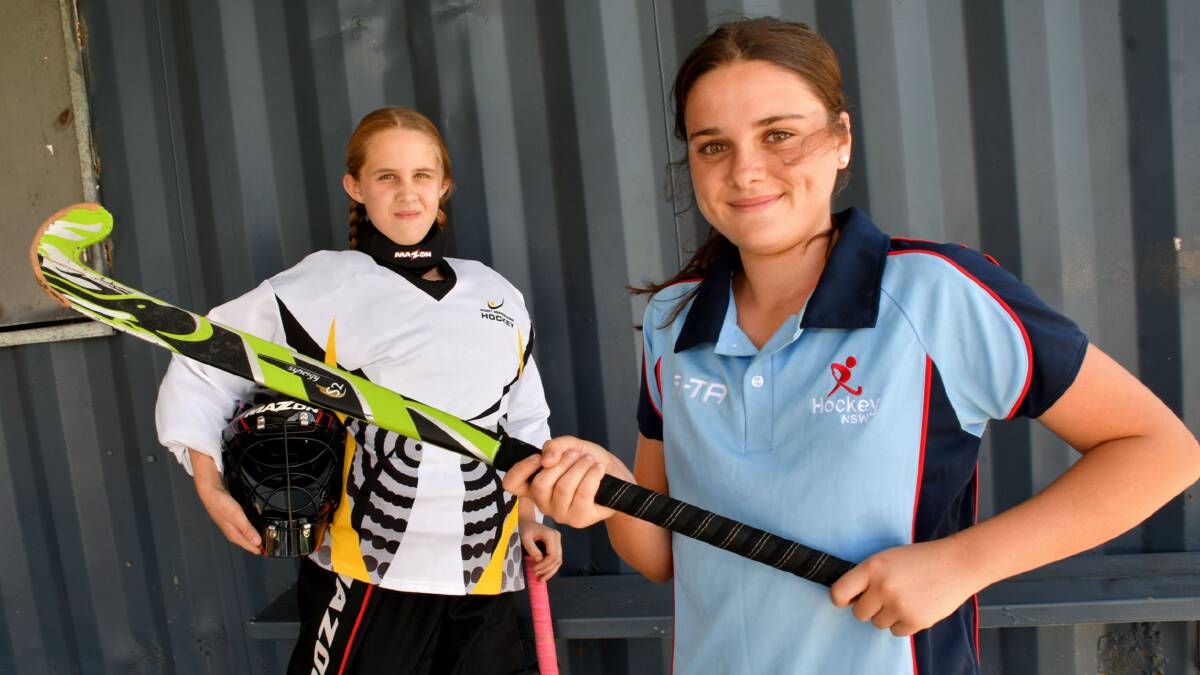 State honours: Teleah Walker and Maddie Drewitt have been selected for the NSW under-13 indoor hockey team. Photo: Matt Attard