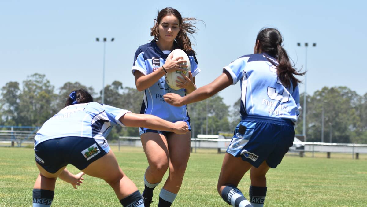 Long time coming: Jazzy Wilbow, Jacana Ward and Nikita Binge are excited women will now have a pathway to the National Rugby League.