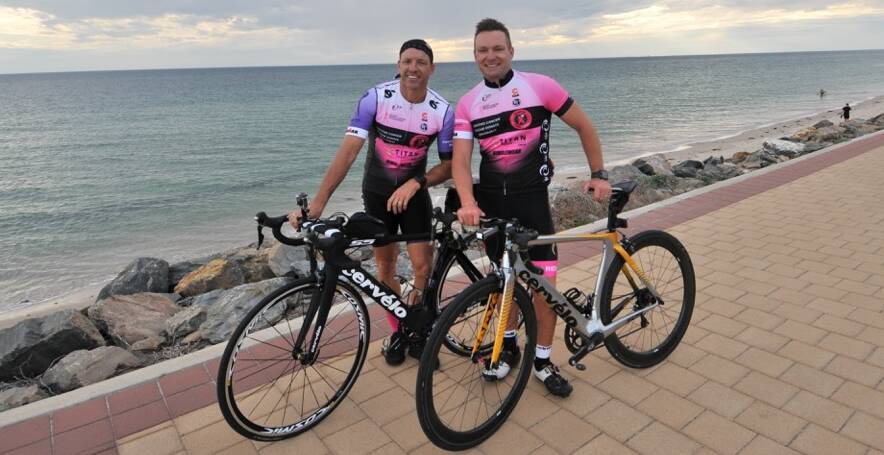 Long road ahead: Andrew Attwell-Gill and Wade Burns will cycle from Adelaide to Port Macquarie for a good cause. Photo: Tom Timmins
