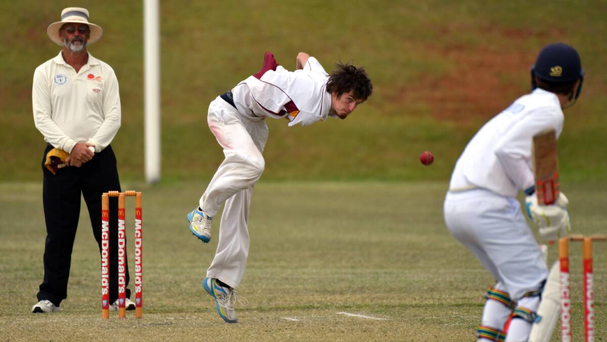 Good line: Luke Boxhall took two wickets in Macquarie Hotel's four-wicket win over Port Pirates. Photo: Ivan Sajko
