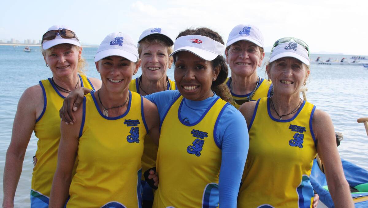 Gone one better: Port Macquarie women's outriggers after their National silver medal-winning performance at the weekend, Mignon Piper, Fiona Baker, Karen Newman, Chay Harihi, Dee Douglass and Kerry Owens.