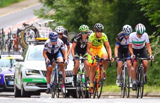 In a bunch: Kitchen formed part of the race winning breakaway riding 90 kilometres in front.