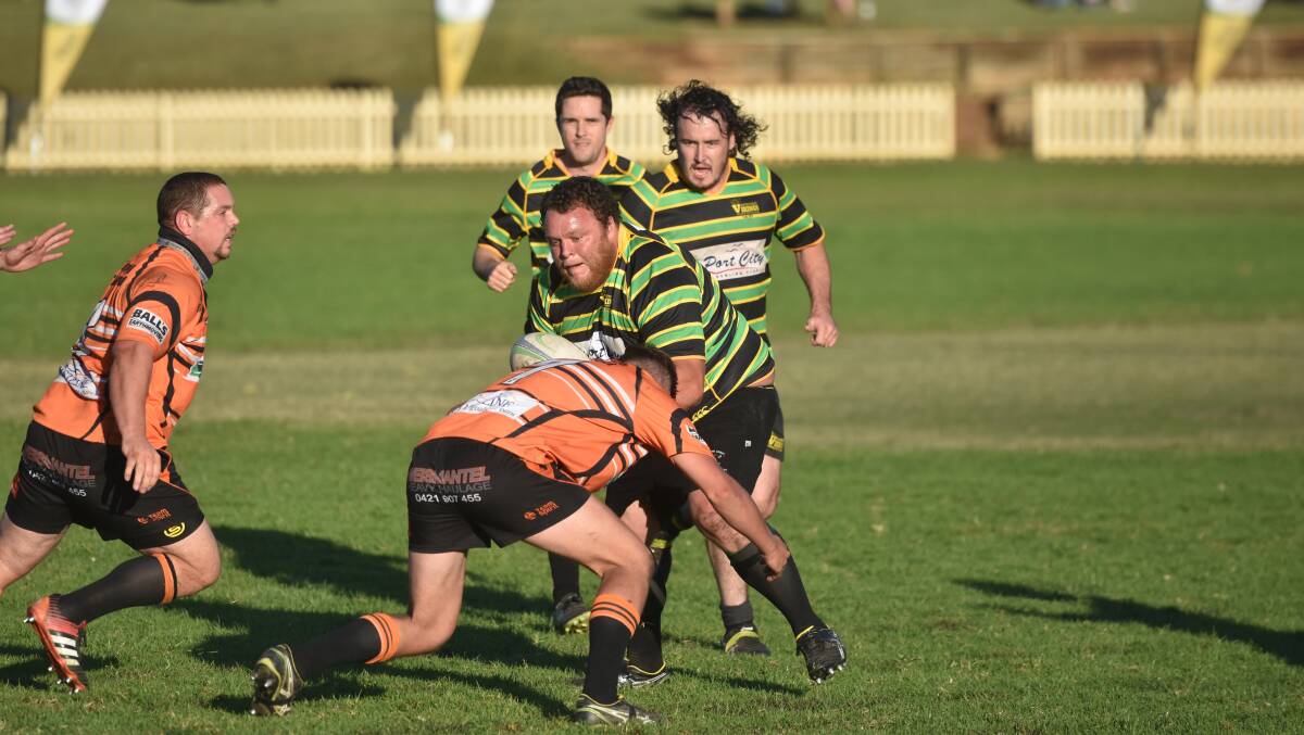 Hard yards: David Tunstead takes a hit-up against Kempsey.