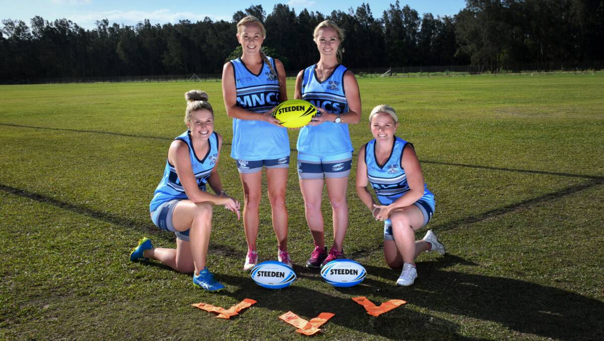 High hopes: Mid North Coast Sharks women's 27s team including Di Lawrence, co-captain Laura Cudmore, Shelley Lang, Shelley Sprague will head to Coffs Harbour on Friday. Photo: Ivan Sajko