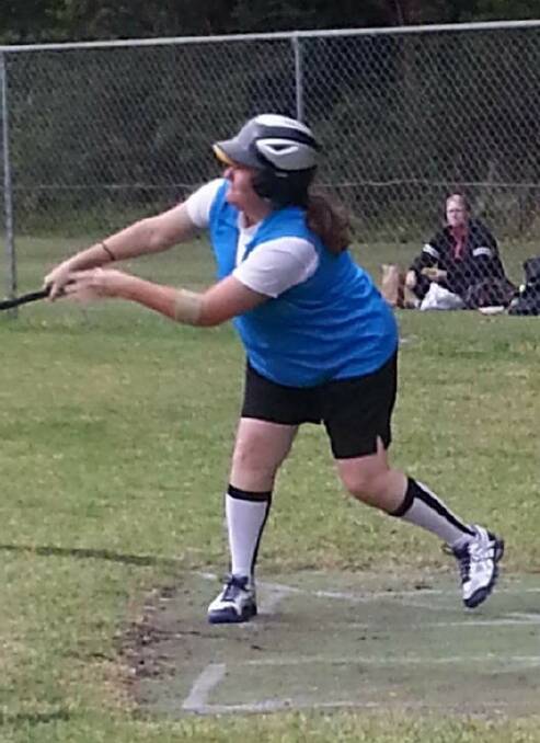Connection: Diamonds batter Michelle Nohotima in action before the rain came on Saturday.