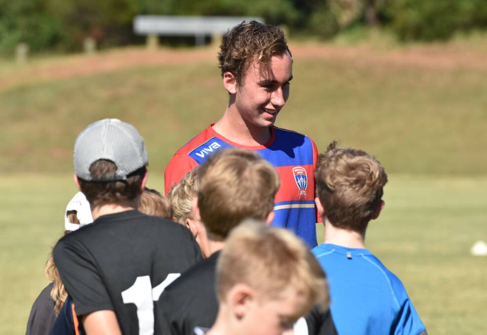 Setting the bar: Local footballers will now have a better opportunity to follow in Angus Thurgate's footsteps with Port Macquarie to house the Jets first regional training hub. Photo: Ivan Sajko