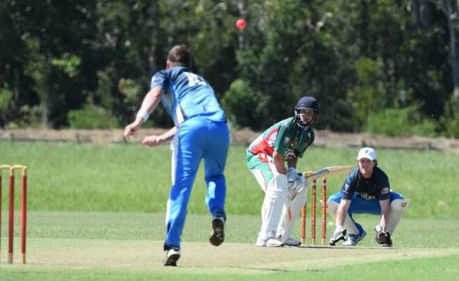 Eye on the ball: Ben Scowan in action for the Macquarie Coast Stingers at the Regional Big Bash in Coffs Harbour. Photo: Matt Deans