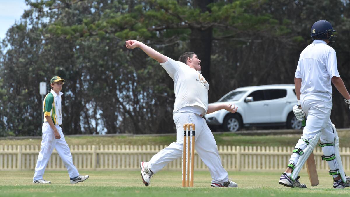 Give it some air: Hastings River's Trai Blair sends down an off-spinner during the previous clash on February 5. Photo: Ivan Sajko
