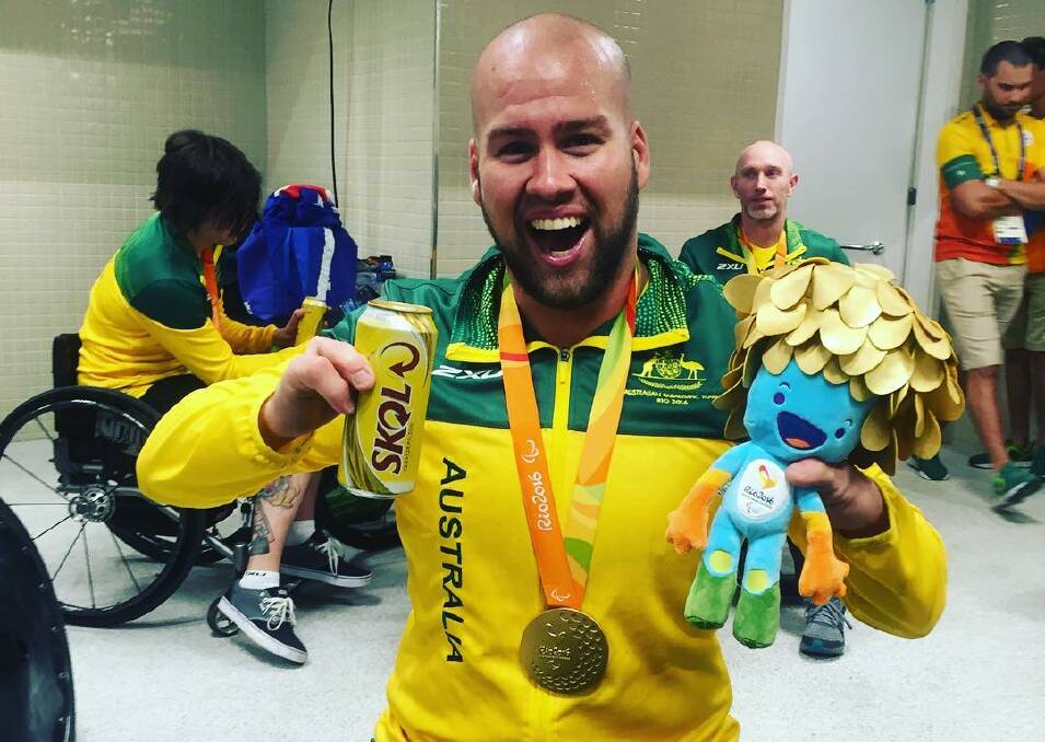 Gold: Ryley Batt after the Rio Paralympic wheelchair decider. Pic: @ryleybatt on Instagram