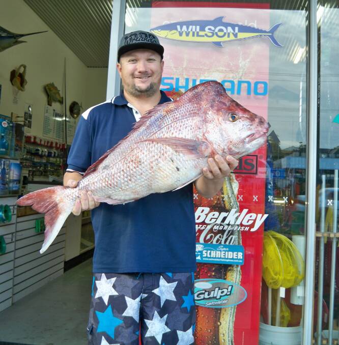 Snappy: Our Berkley pic of the week shows Steve Atkins hoisting this sensational 10.25 kilo snapper he recently caught offshore from Lighthouse on a pilchard.