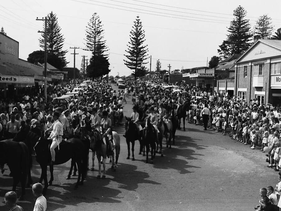 Keep off the grass: Pony Club members riding in the Carnival of the Pines street procession, 1967, are no problem but footpath riding irks residents.