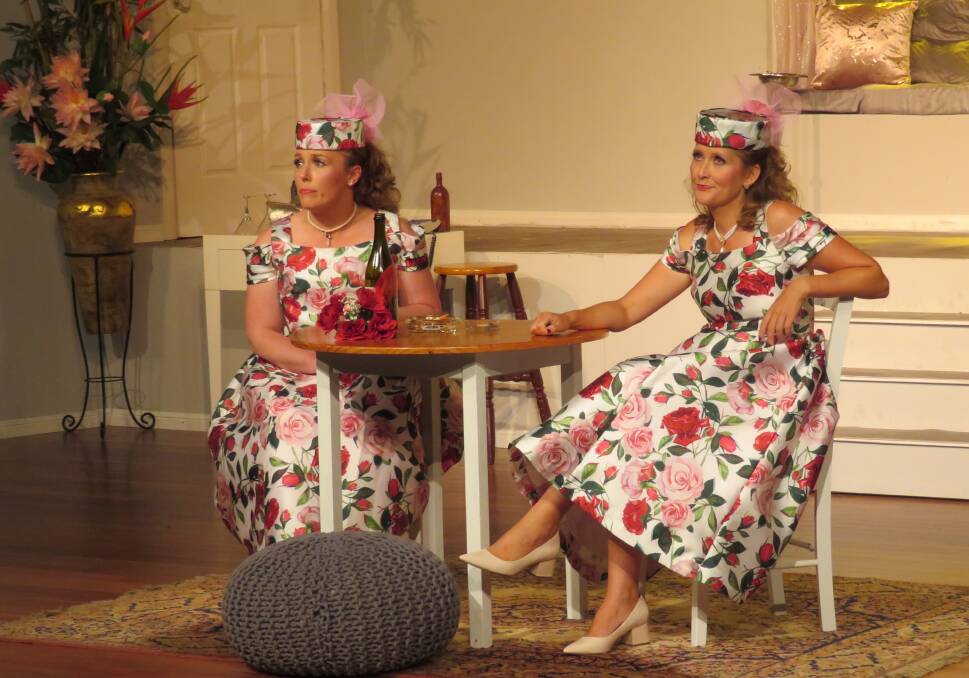 Spicy Comedy: Five Women Wearing the Same Dress has its final performances Friday, Saturday 8pm an Sunday 2pm. Cast members Amie Ward at left and Angela Quee
