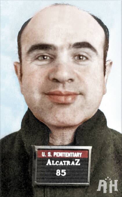 Notorious: Prohibition crime figure Al Capone's mug shot from infamous US penitentiary Alcatraz.