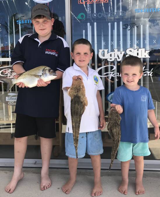 Cleverkids: Our Berkley Pic of the Week sees Noah McIlveen, Blake Herbert and Harry Herbert with a nice bream and some flathead recently caught in the Hastings River.