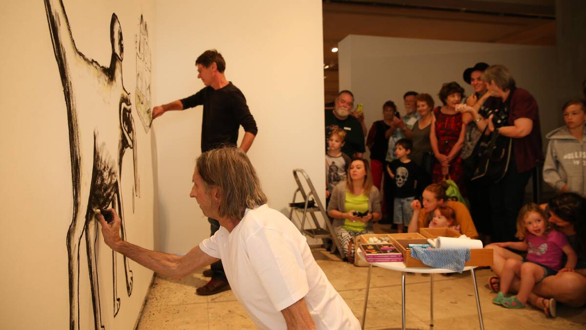 Reg Mombassa and Michael Bell captivated the audience at the Newcastle Art Gallery. Photo: Marina Neil