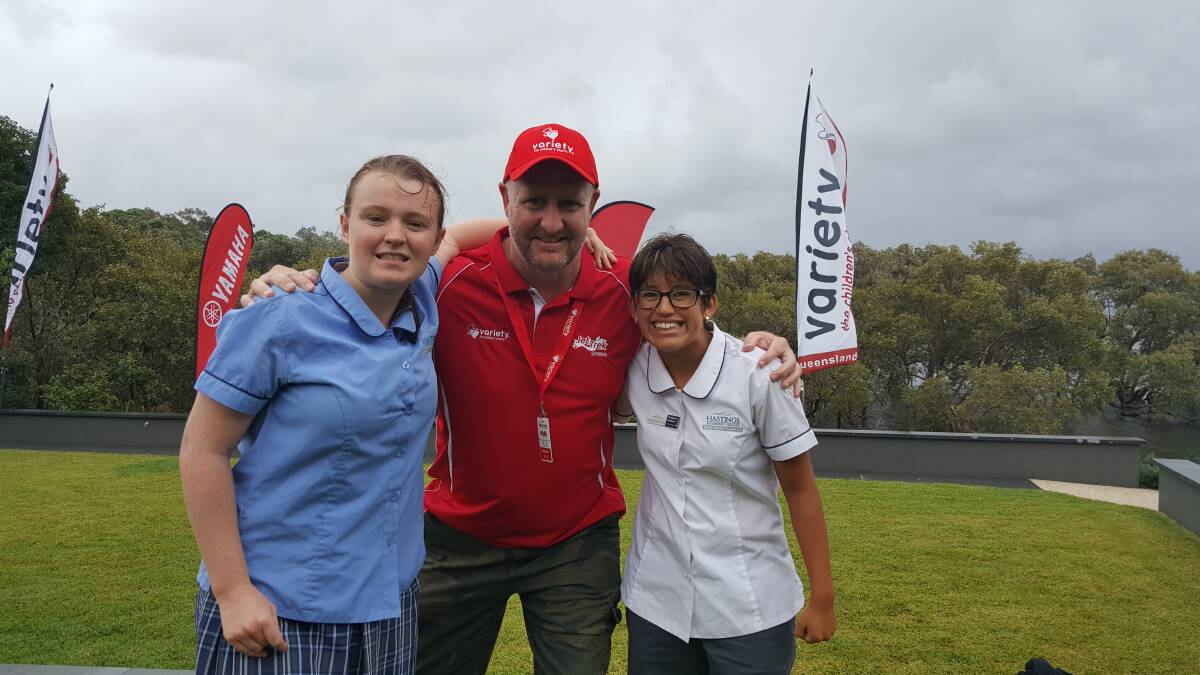 FANTASTIC: Cheyanne Campbell and Kimberly Goshorn with CEO of Variety the Children's Charity Steve Wakerly. Photo: Laura Telford.