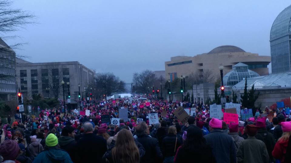 HUGE TURNOUT: Crowds arriving as dawn broke to join in the march. Photo: Laura Telford
