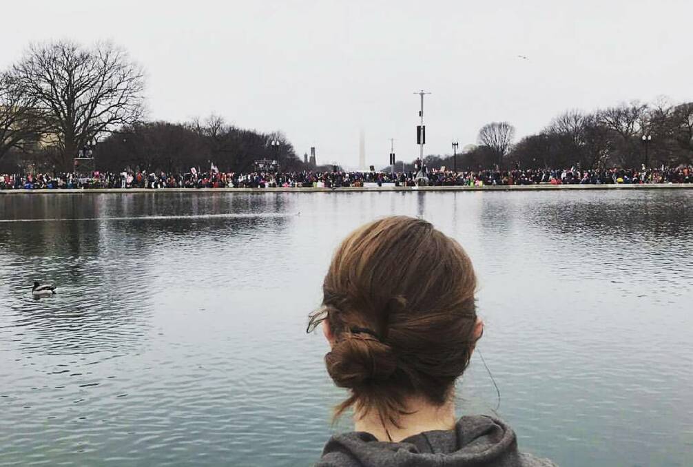 CHANGE IS COMING: Looking out over the reflecting pool under the US Capitol at the hundreds of thousands who turned out to fight for change. Photo: Meaghan King