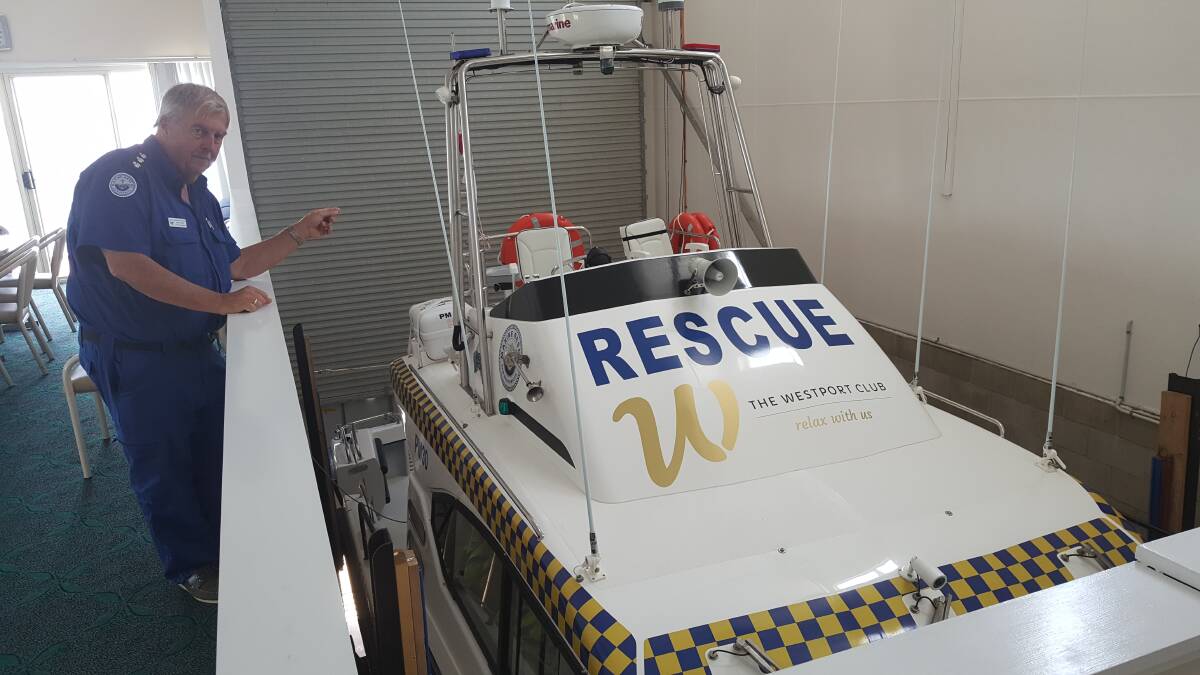 MARINE RESCUE: Neil Yates, Port Macquarie Marine Rescue Unit Commander with the biggest boat in the fleet. Photo: Laura Telford.