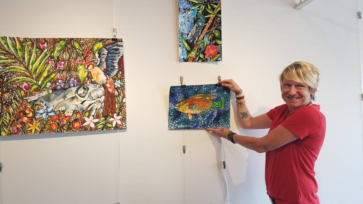 ON DISPLAY: Kim at the gallery on Murray Street ready for people to come and see her work. Photo: Laura Telford.