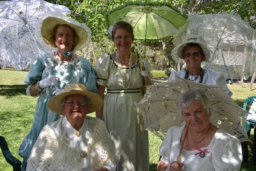 Lovely ladies: (Back) Jeannette Rainbow, Kathleen Downer, Daphne Salt, (front) Shirley Gamack and Helen Maher at 'Claremont’ Oxley Head on Sunday, October 7. 