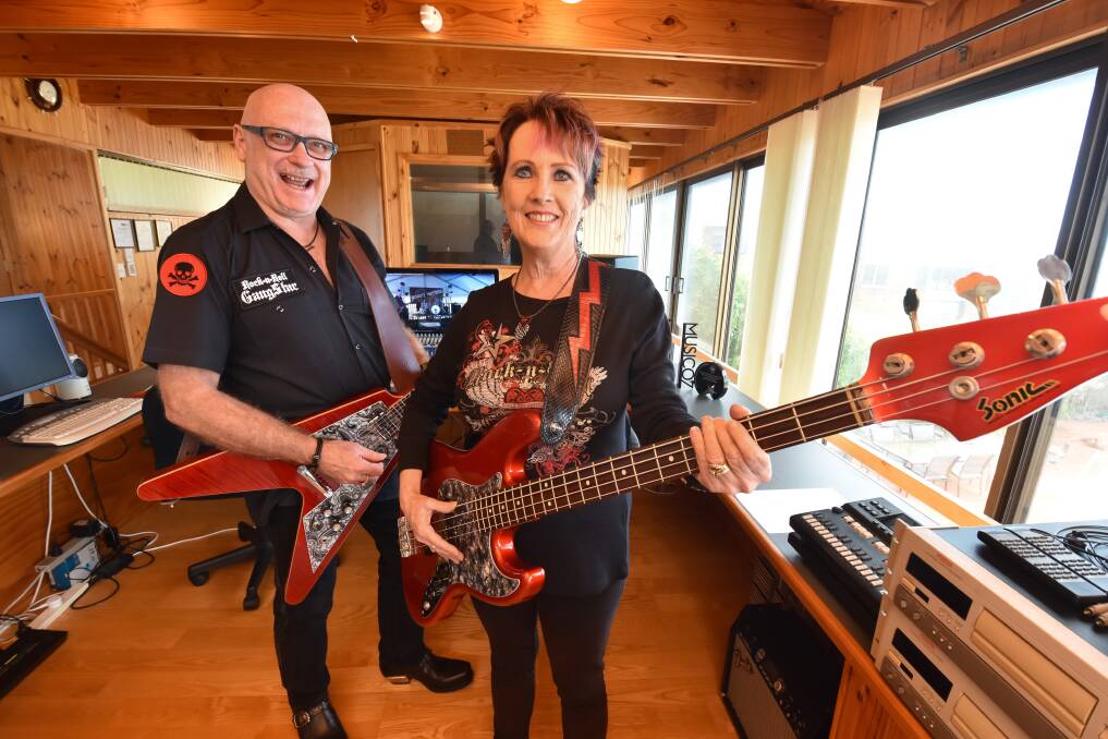 Overnight success: David and Lyn Hinds are blues and rock duo the Bounty Hunters who are sitting ahead of  Ed Sheeran and Miley Cyrus on the US Mainstream Radio Airplay Chart.