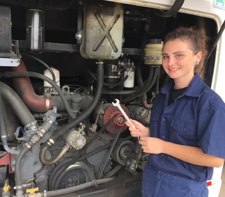 Excited to start: Hannah Stott can't wait to begin her apprenticeship as a diesel mechanic in Port Macquarie. She wants to discover the 'ins and outs' of big vehicle engines. 