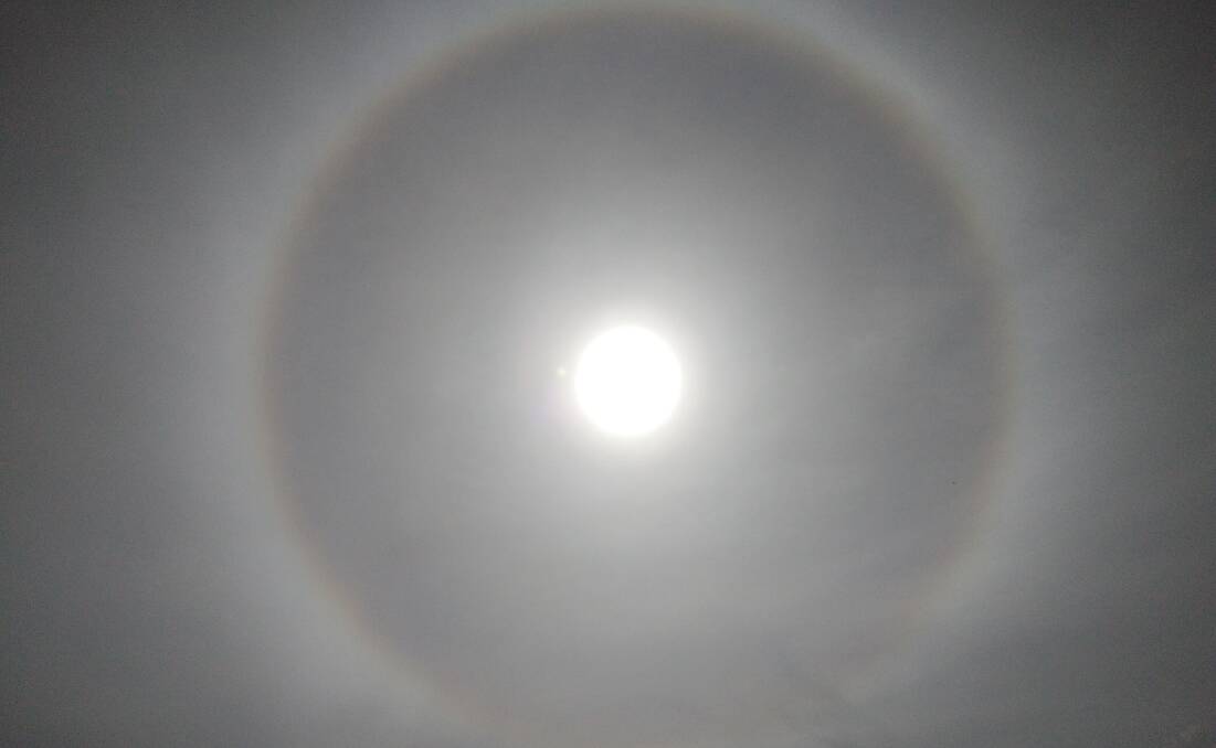 Snapped: A photo taken over Port Macquarie of a halo around the sun. Taken by Rebecca King.