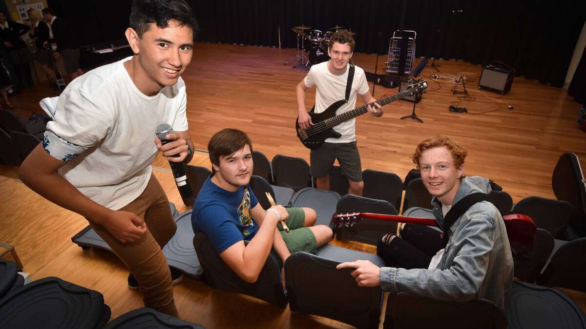 Hitting the right notes: St Joseph's Regional College band Optic Nerve consists of Josh Wright, Ronan Richardson, Huey Stead and Davy Roe.